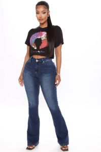 Avelina Curvy Fit Flare Jeans - Dark Wash sold by Fashion Nova