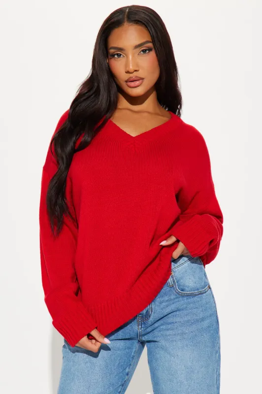 My Favorite Oversized Sweater - Red sold by Fashion Nova