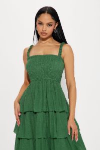 Jenni Gauze Midi Dress - Hunter sold by Fashion Nova