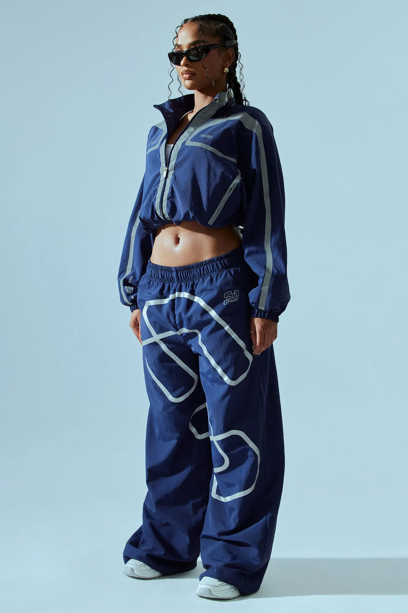 FN Paris Windbreaker Pant - Navy sold by Fashion Nova