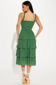 Jenni Gauze Midi Dress - Hunter sold by Fashion Nova