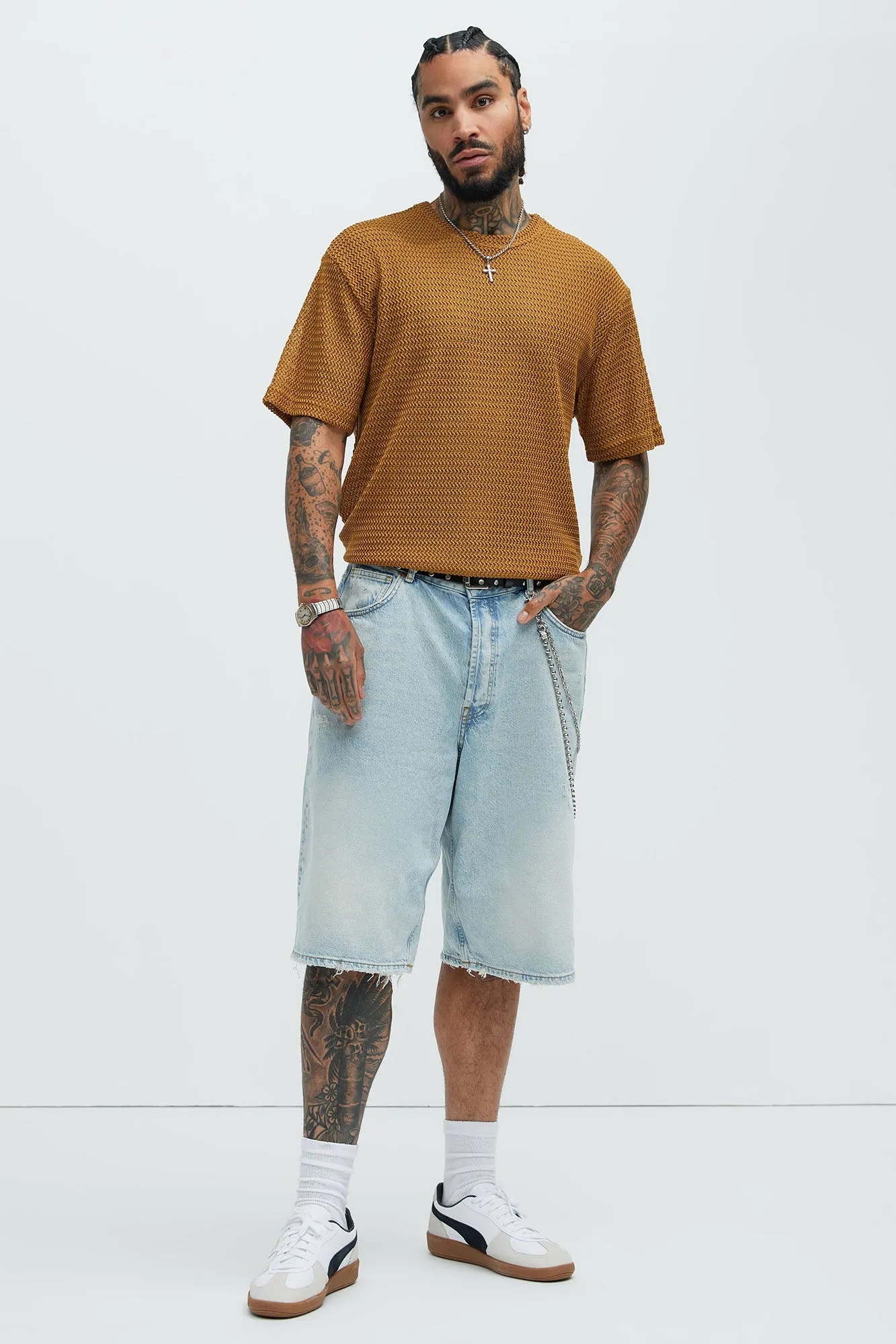 Open Knit Sweater Tee - Camel sold by Fashion Nova product image thumbnail 2