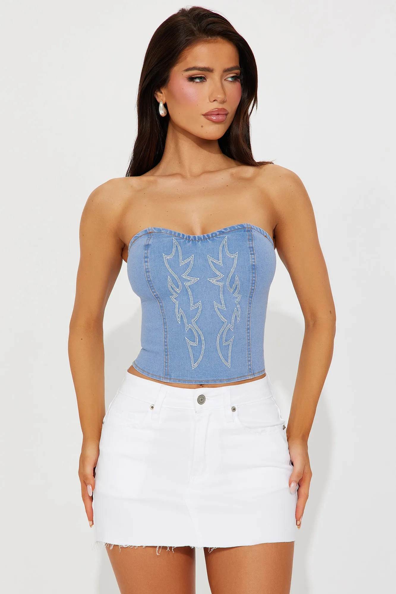 トップス ameri Corset Like Knit Blue セール】KNIT CORSET SET BIG TEE（Tシャツ/カットソー）｜Ameri