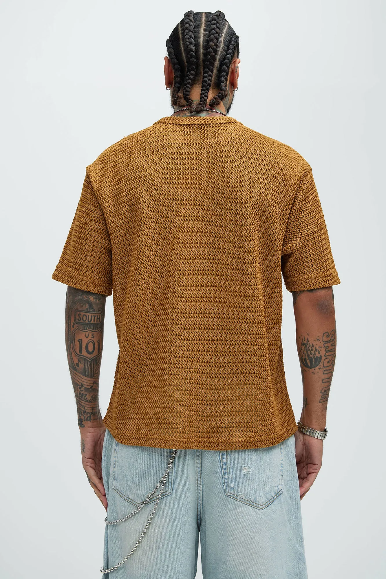 Open Knit Sweater Tee - Camel sold by Fashion Nova product image thumbnail 4
