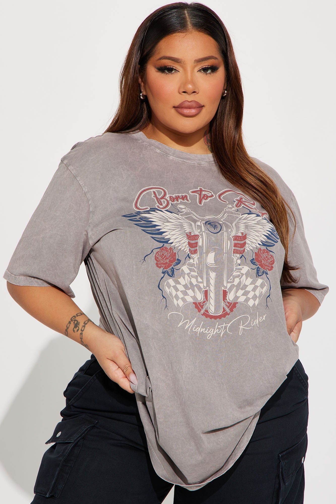 Born To Ride Fast Graphic Tshirt - Grey/combo sold by Fashion Nova product image thumbnail 5