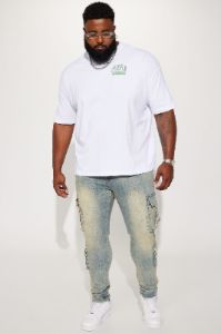Hold On Cargo Stacked Skinny Jeans - Medium Wash sold by Fashion Nova