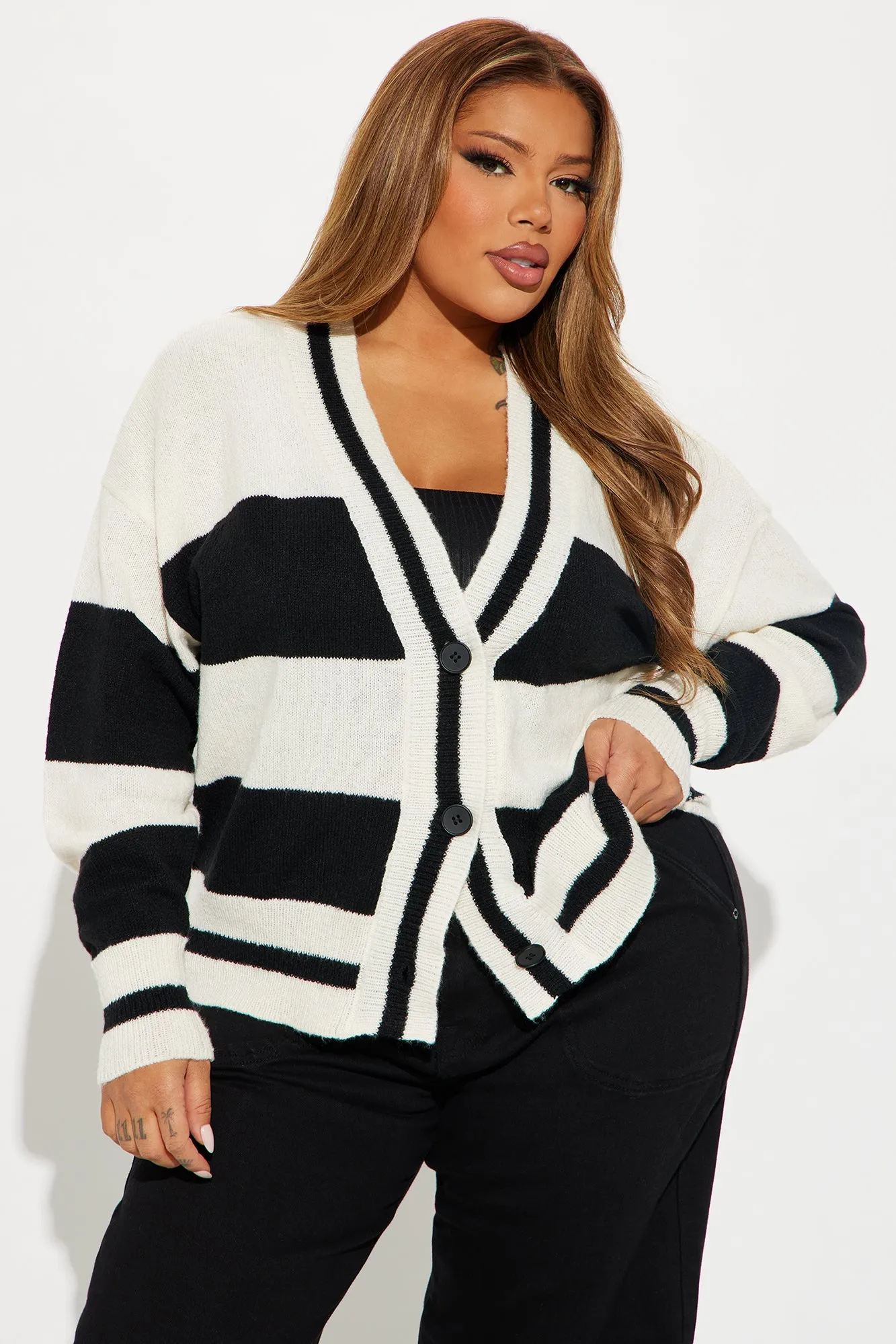 Serena Striped Cardigan - Black/White sold by Fashion Nova product image thumbnail 4