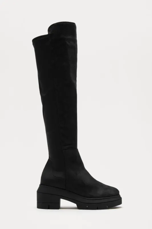 Teddy Knee High Boots - Black sold by Fashion Nova