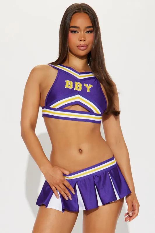 Cheer Captain 2 Piece Costume Set - Purple/combo sold by Fashion Nova