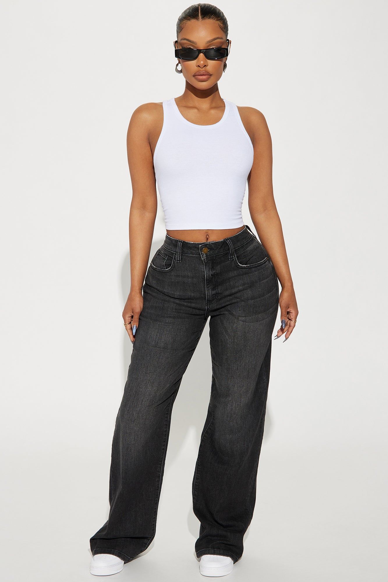 Bellissima Basic Stretch Straight Leg Jeans - Black Wash sold by Fashion Nova