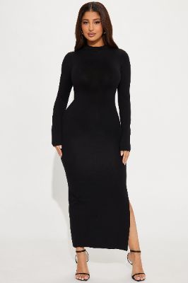Brianna Cotton Maxi Dress - Black sold by Fashion Nova