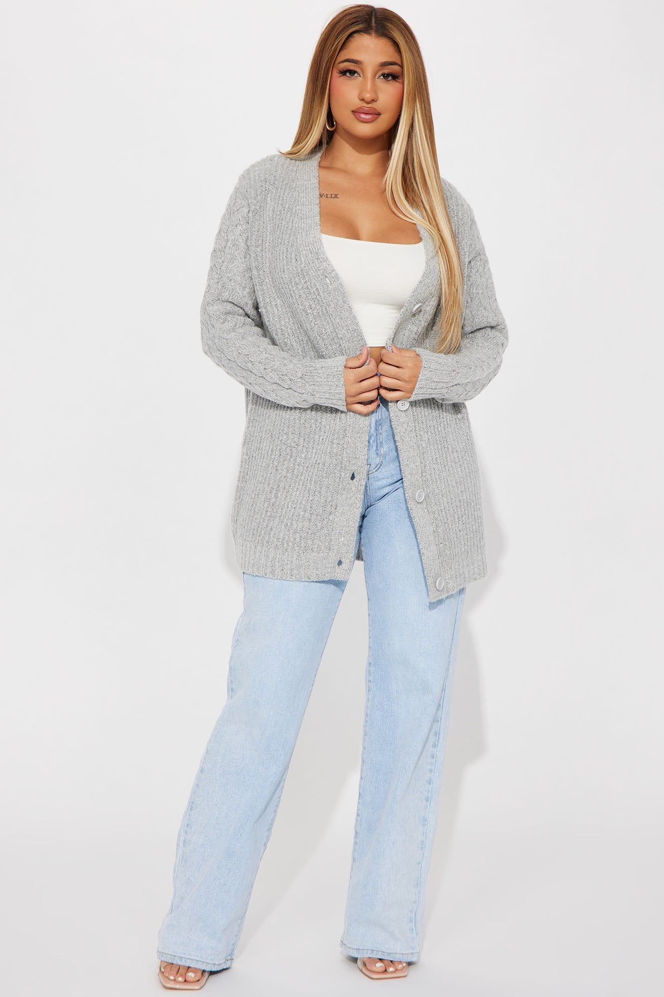 Keoni Cardigan Sweater - Heather Grey sold by Fashion Nova product image thumbnail 2