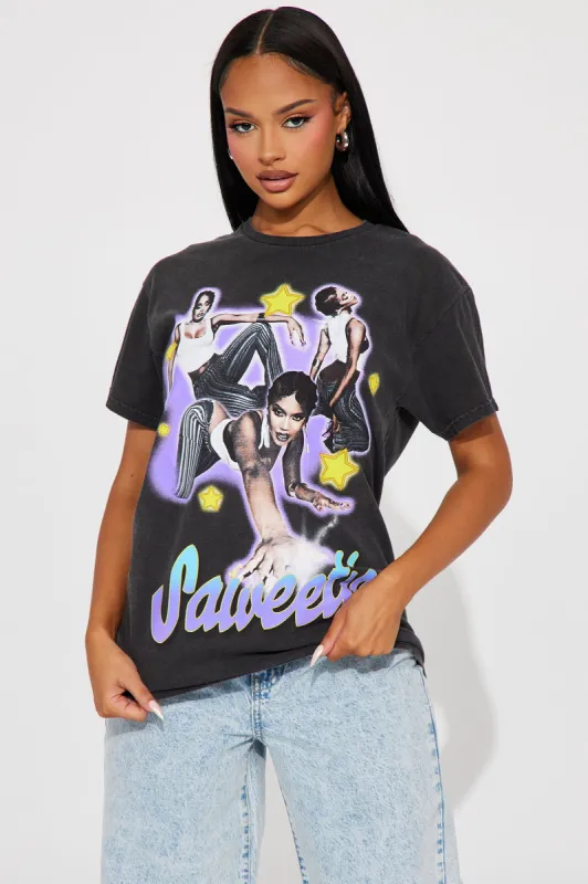 Saweetie Icy Girl Washed Tee - Black sold by Fashion Nova
