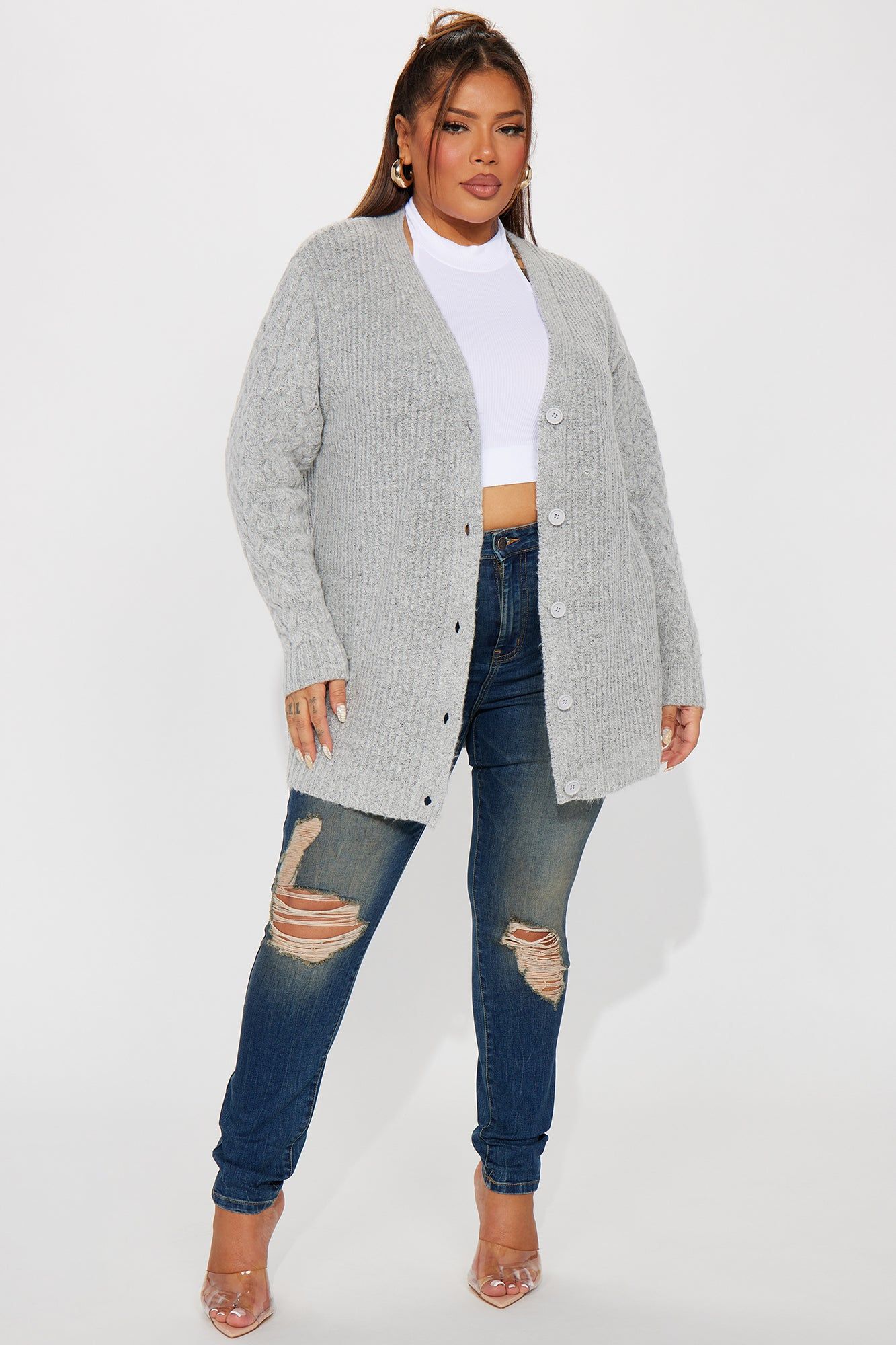 Keoni Cardigan Sweater - Heather Grey sold by Fashion Nova product image thumbnail 5