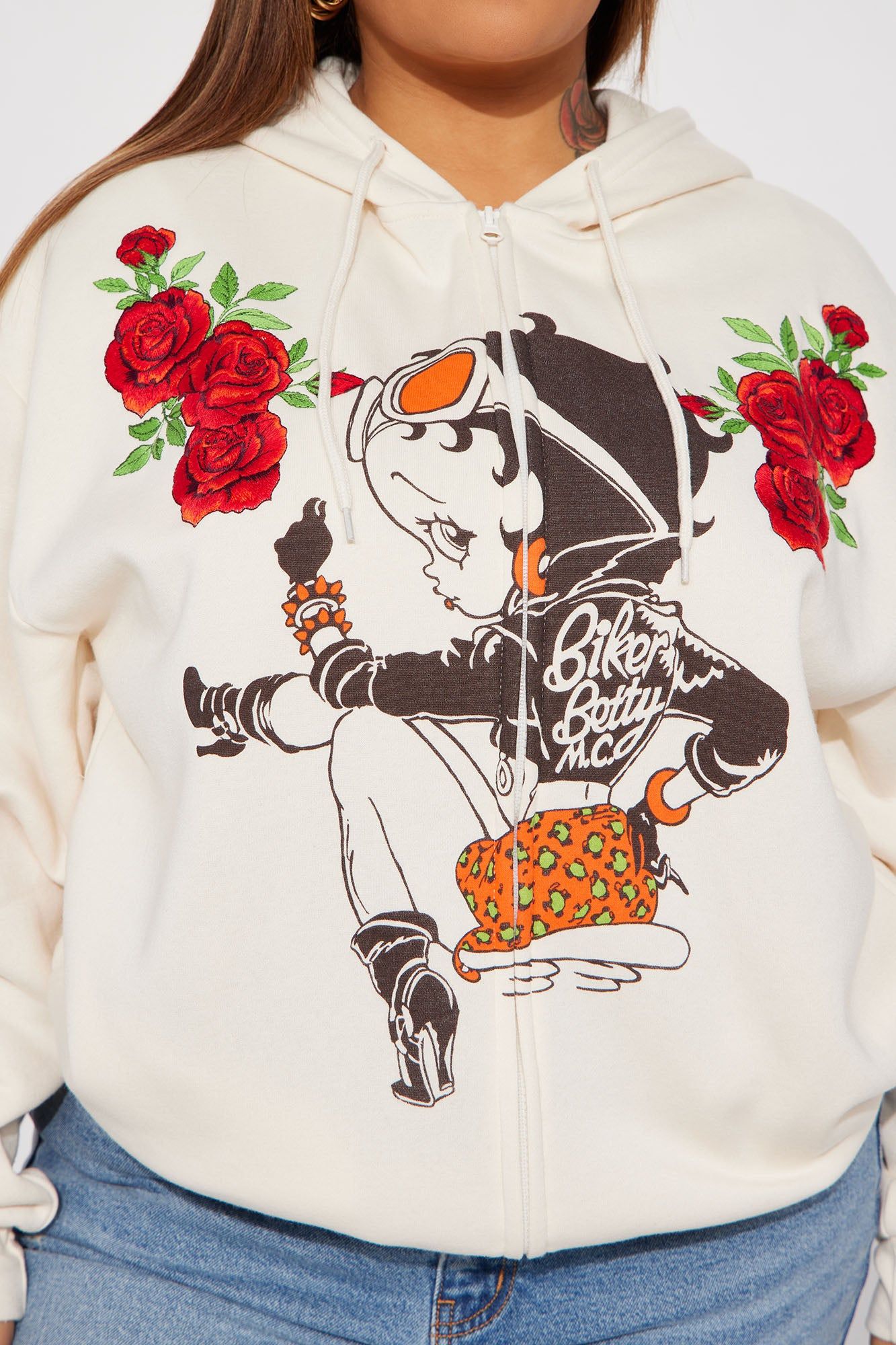 Betty Boop Zip Front Hoodie - Cream sold by Fashion Nova product image thumbnail 9