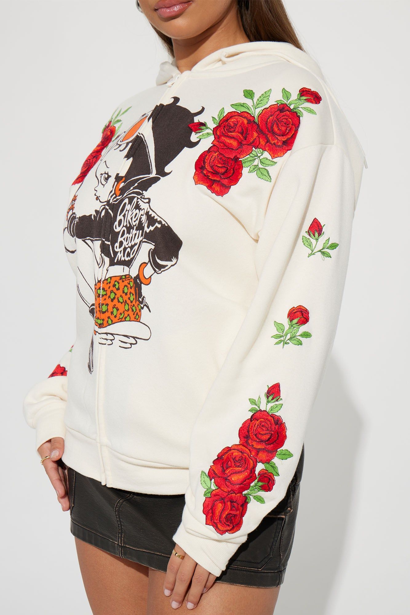 Betty Boop Zip Front Hoodie - Cream sold by Fashion Nova product image thumbnail 4