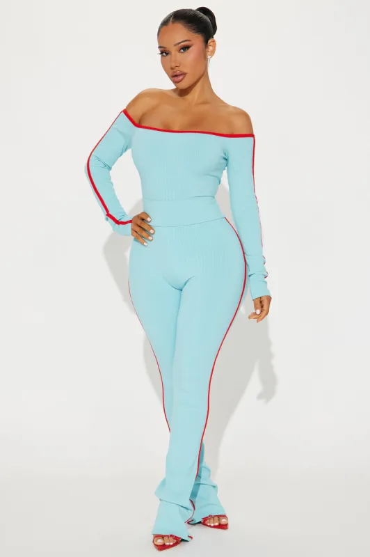 Ralene Snatched Pant - Turquoise/combo sold by Fashion Nova
