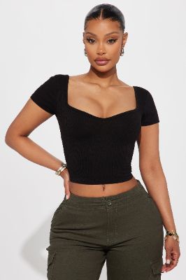 Kayla Ribbed Top - Black sold by Fashion Nova