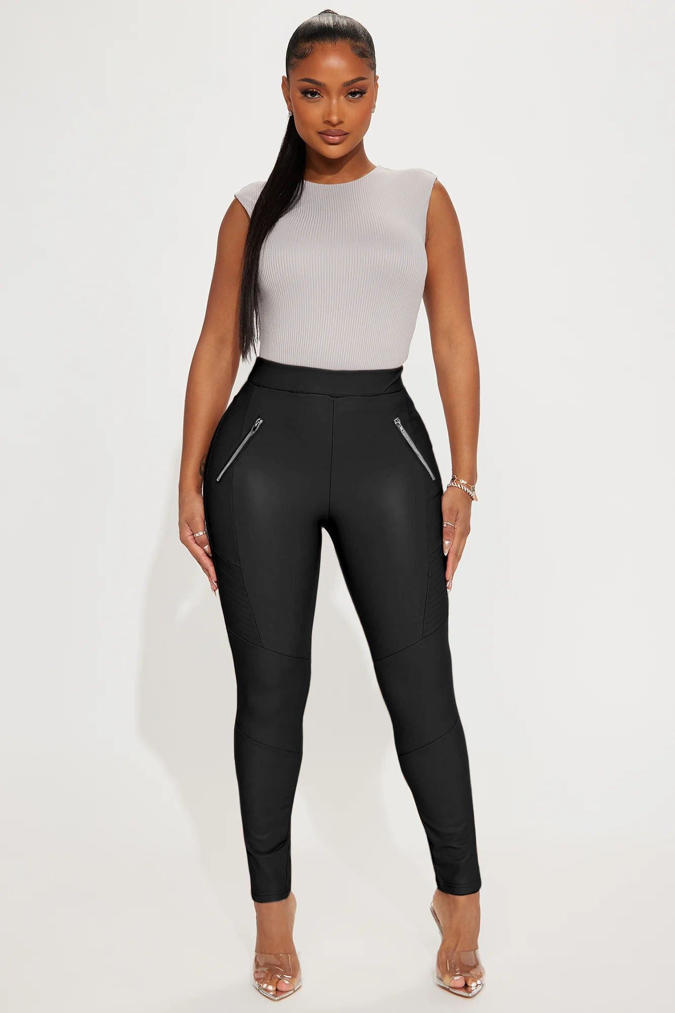 No Love Faux Leather Moto Legging - Black sold by Fashion Nova