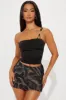 Biggest Flirt One Shoulder Top - Black sold by Fashion Nova