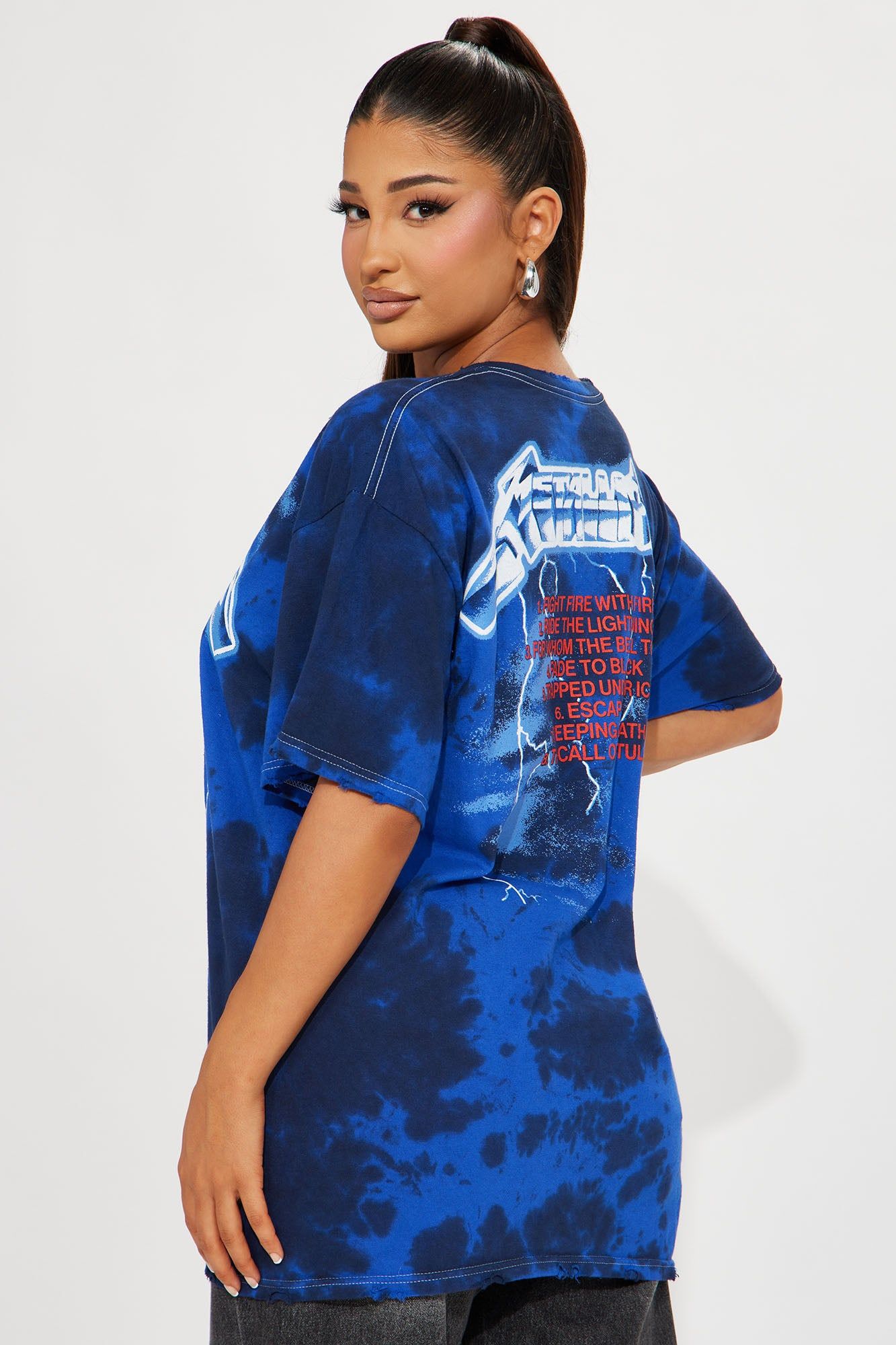 Metallica Lightning Oversized Tee - Black/Blue sold by Fashion Nova product image thumbnail 4