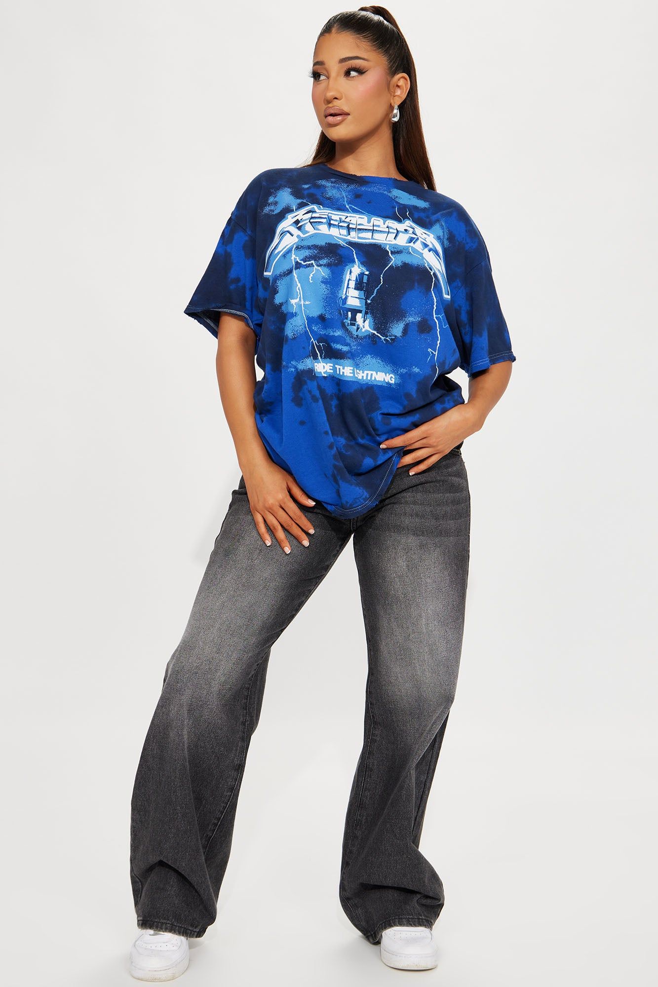 Metallica Lightning Oversized Tee - Black/Blue sold by Fashion Nova product image thumbnail 2
