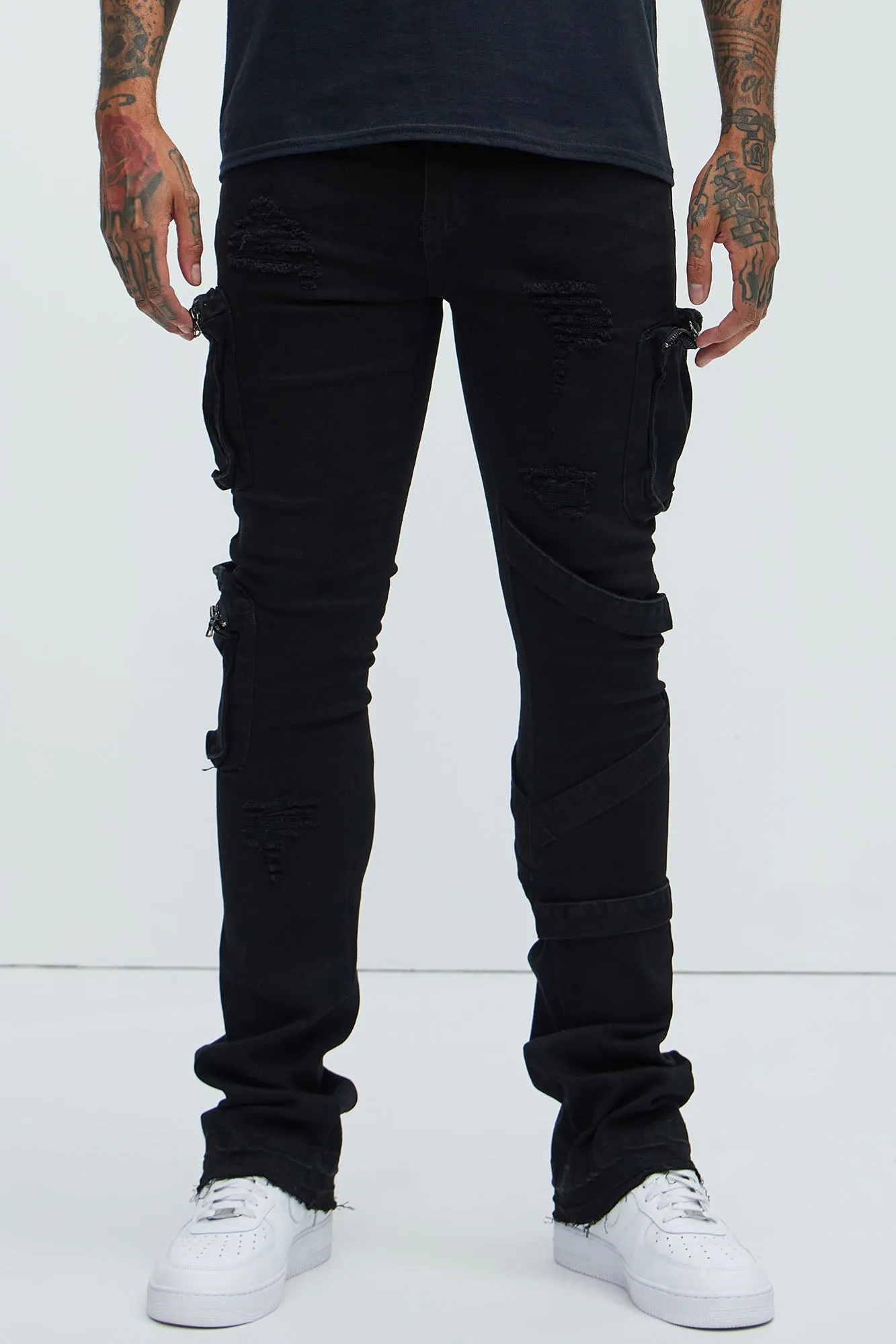 Find Out Cargo Flare Jeans - Black sold by Fashion Nova product image thumbnail 2