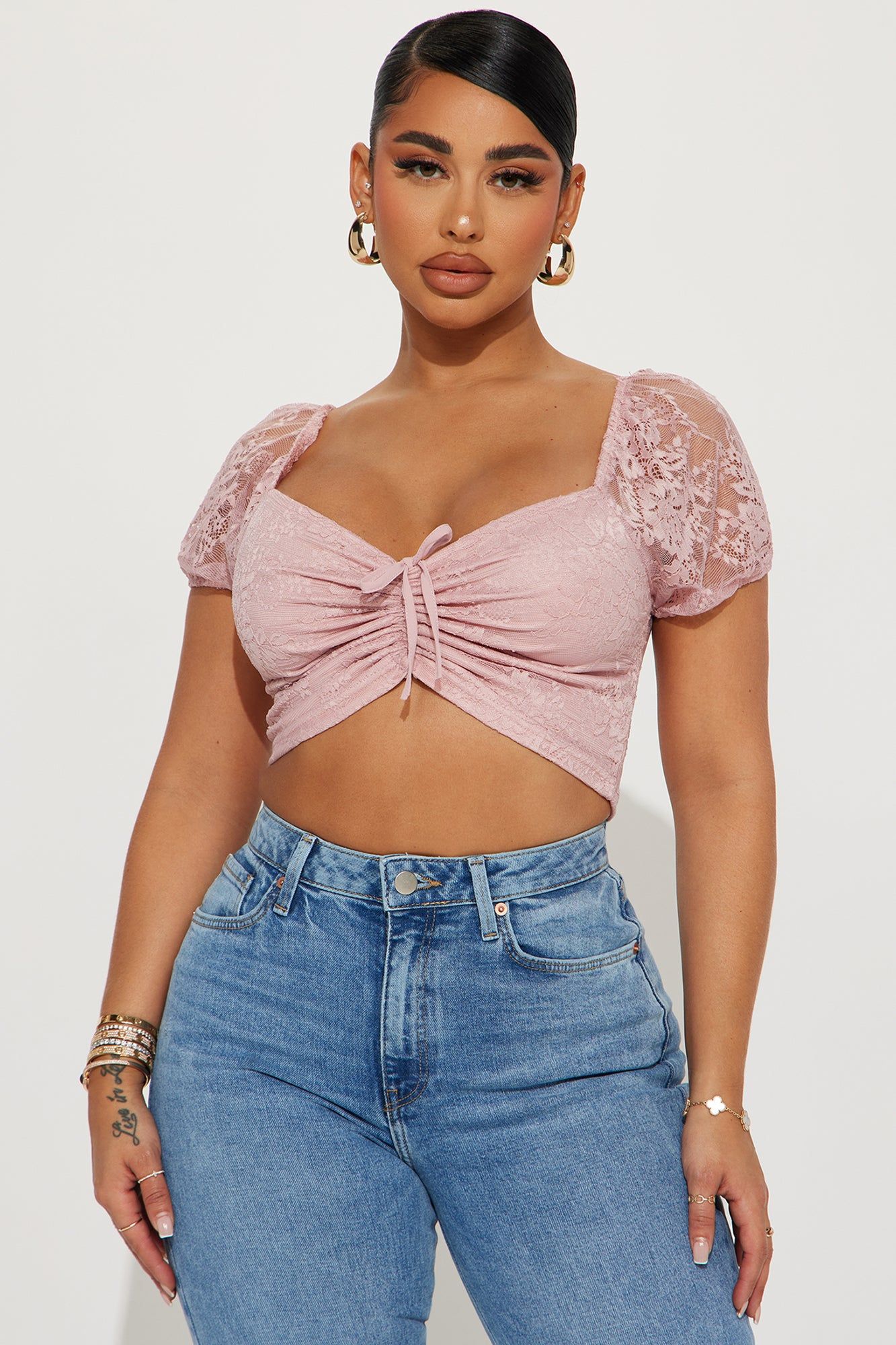 Luna Lace Crop Top - Blush sold by Fashion Nova
