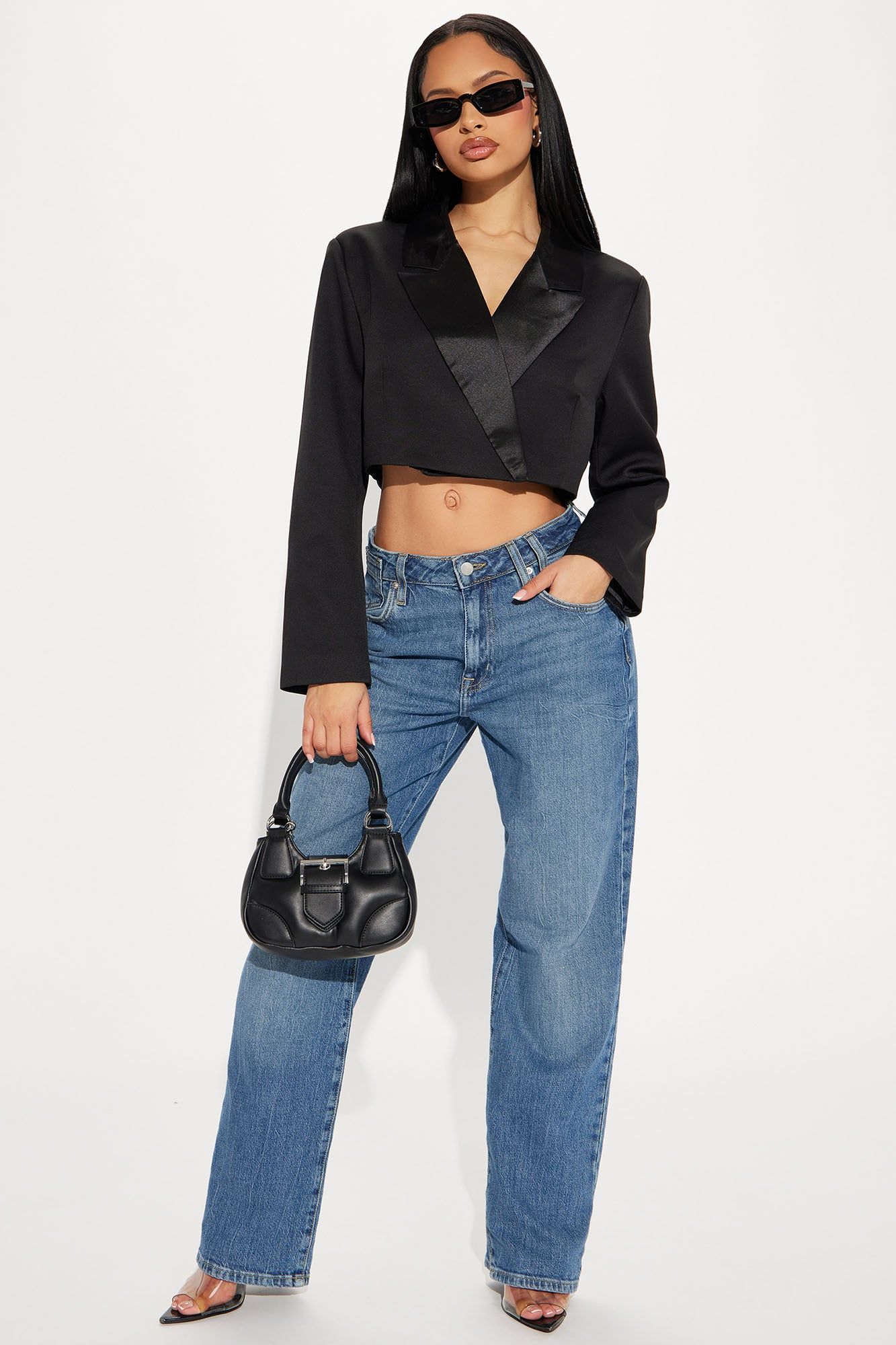 In A Meeting Cropped Blazer - Black sold by Fashion Nova product image thumbnail 2