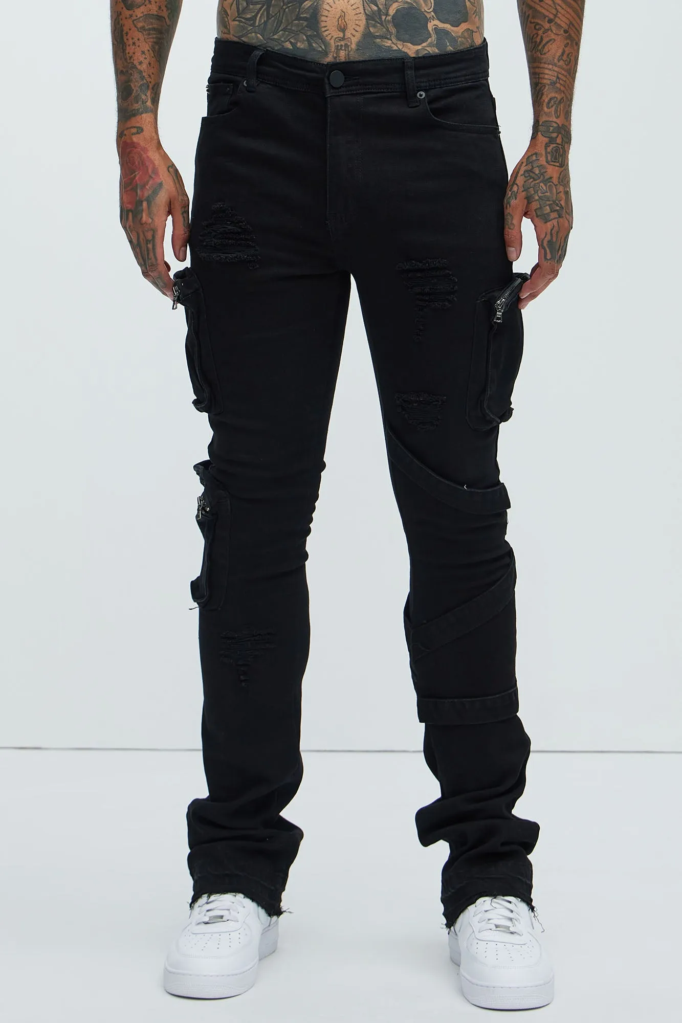 Find Out Cargo Flare Jeans - Black sold by Fashion Nova product image thumbnail 5