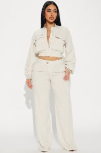Breaking Free Linen Pant Set - Taupe sold by Fashion Nova