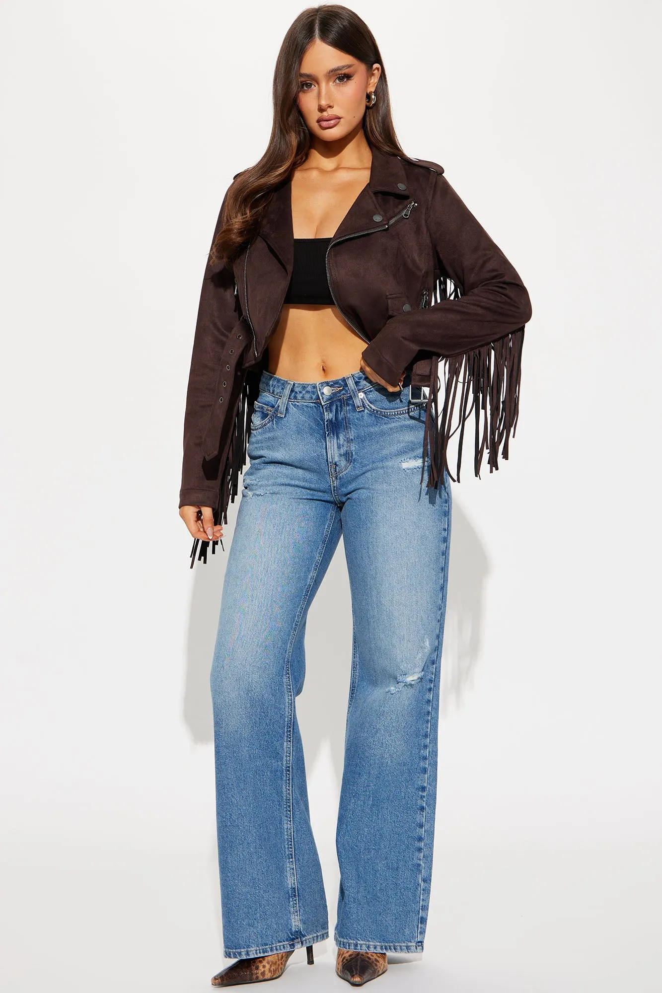 Wild West Connection Fringe Moto Jacket - Brown sold by Fashion Nova product image thumbnail 2