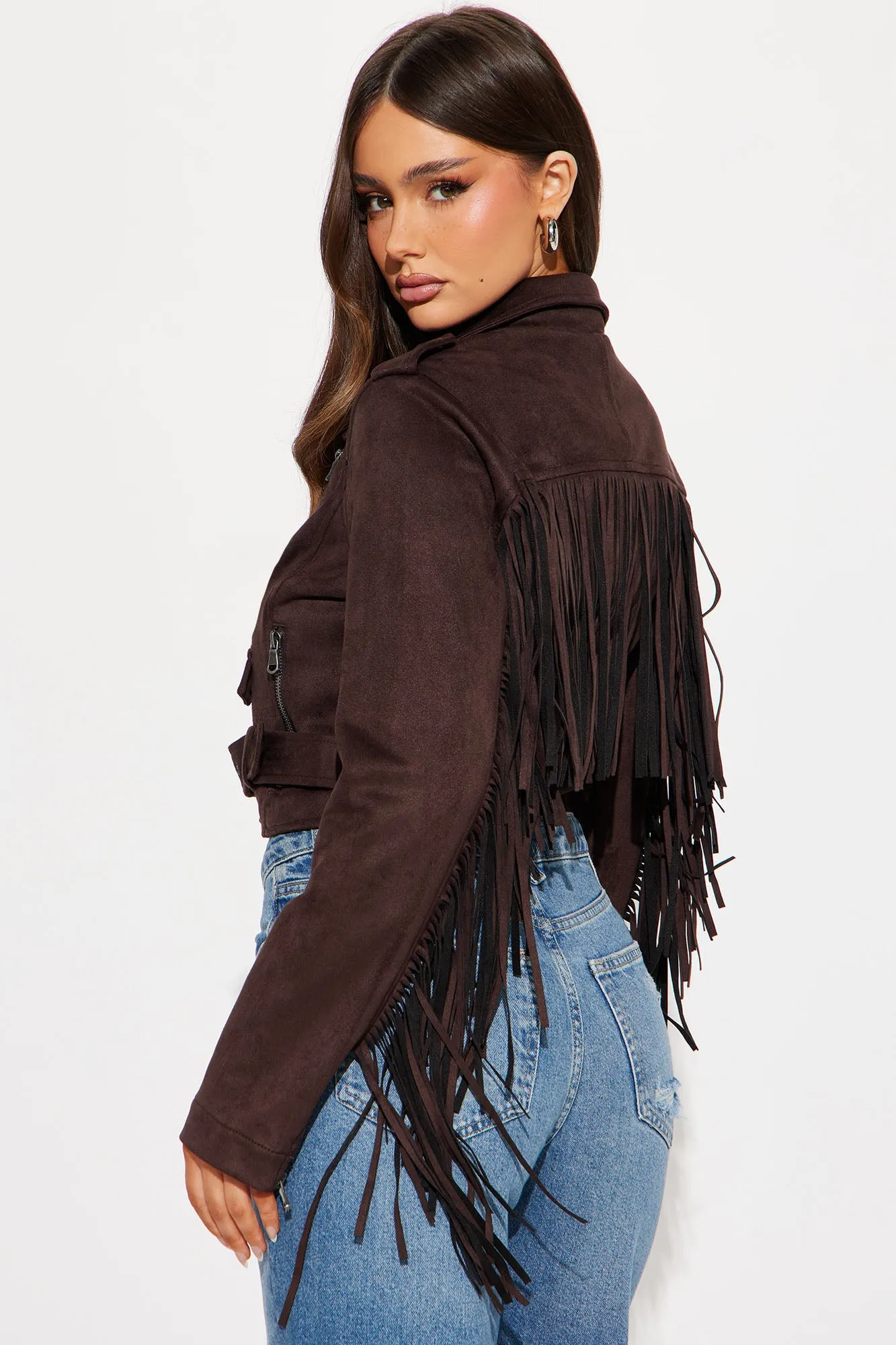 Wild West Connection Fringe Moto Jacket - Brown sold by Fashion Nova product image thumbnail 3