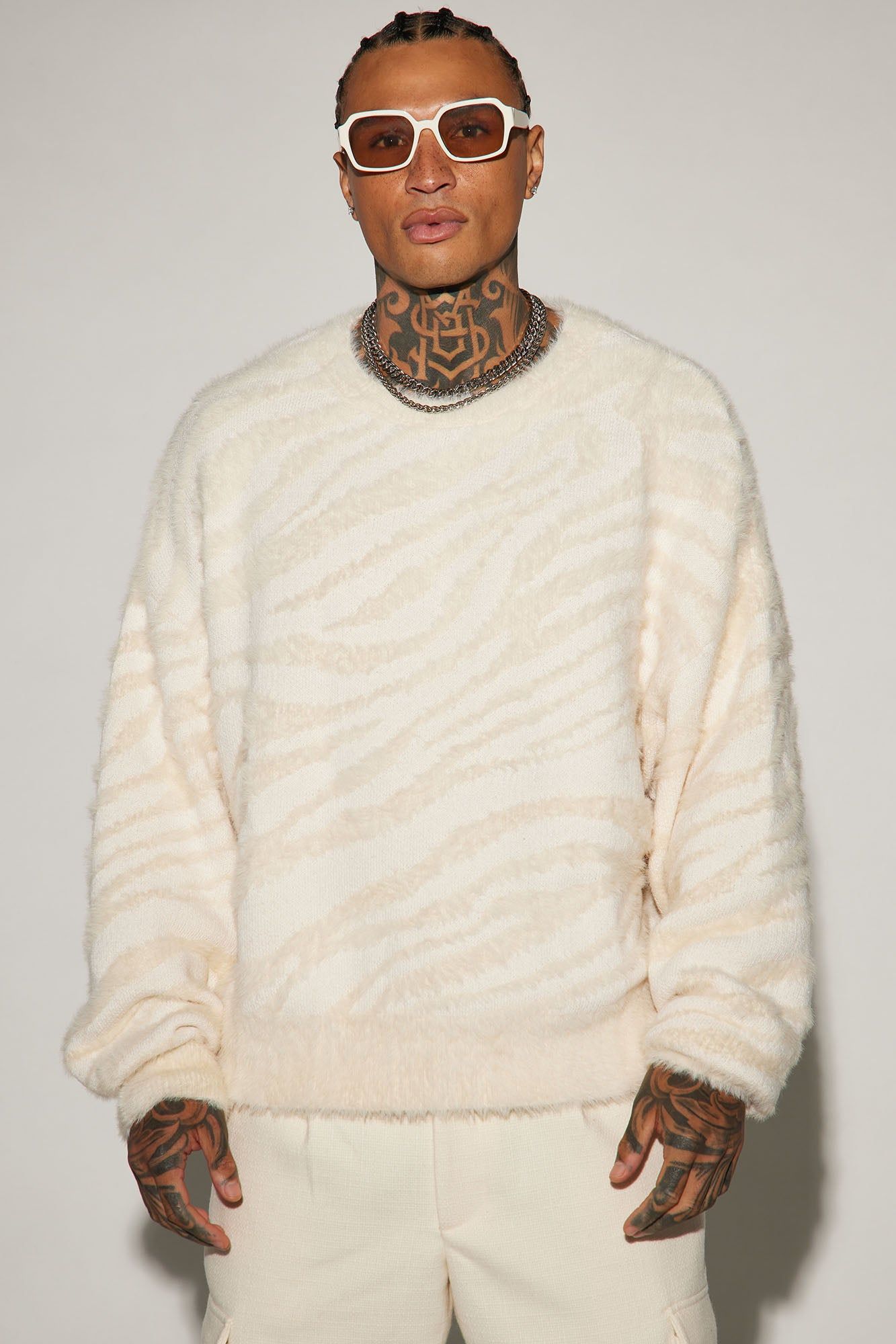 Textured Crewneck Sweater - Cream sold by Fashion Nova