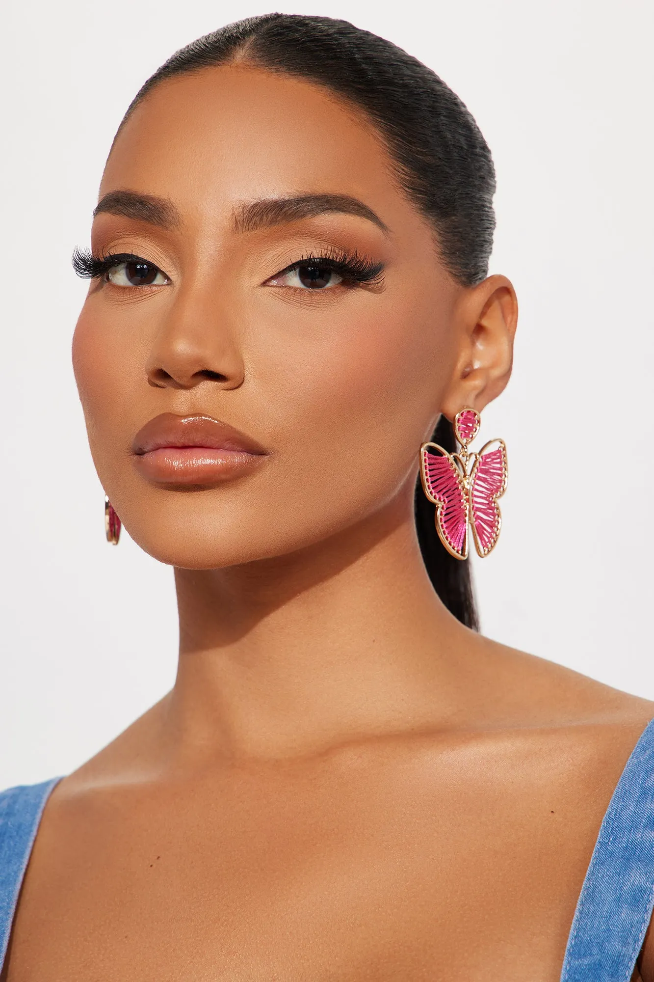 Beauty In All Buterrfly Earrings - Gold/Pink sold by Fashion Nova product image thumbnail 2