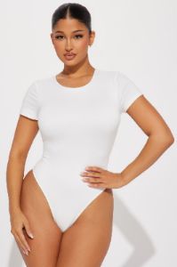 Scarlette Double Lined Crew Neck Bodysuit - White sold by Fashion Nova