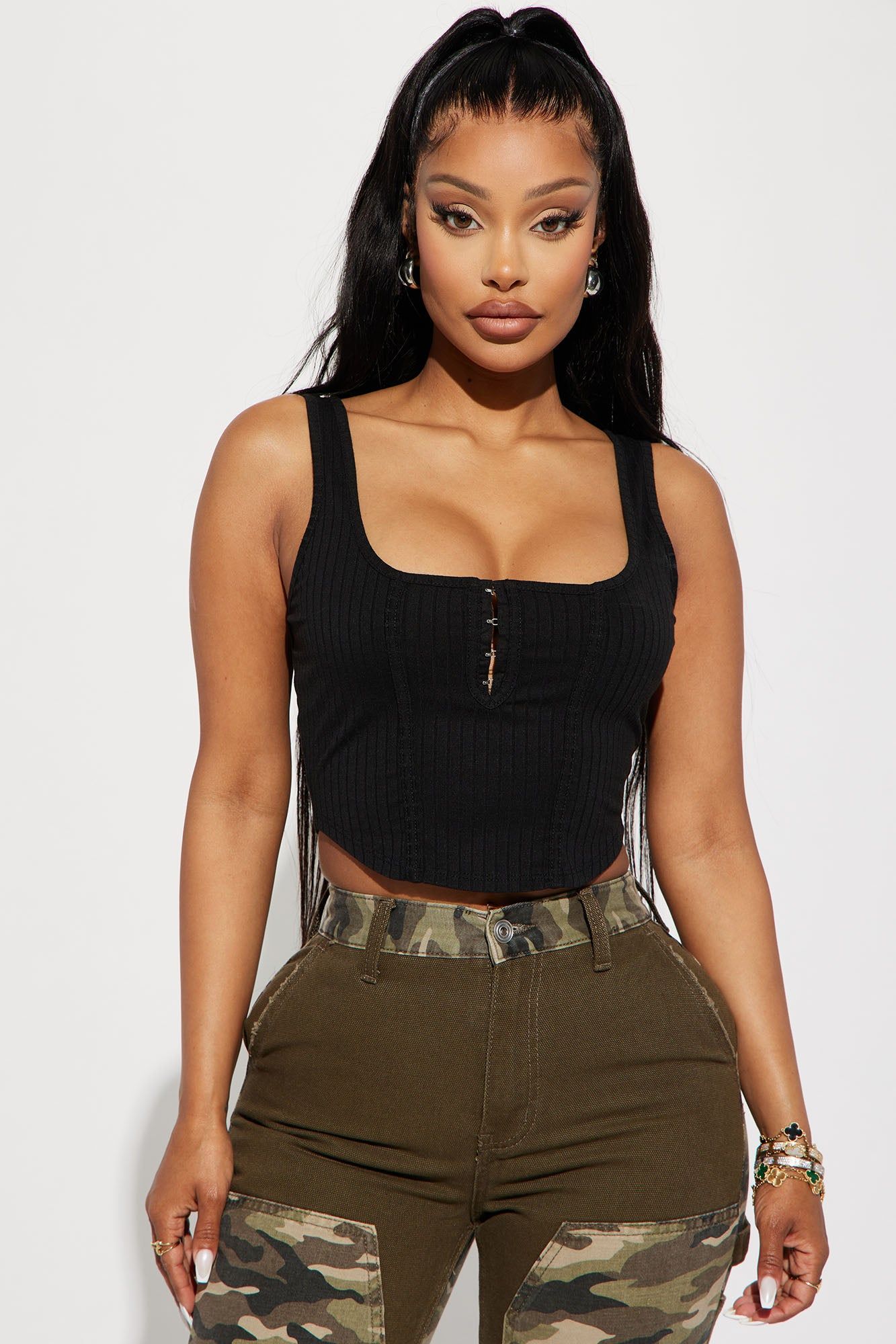 Harley Ribbed Tank Top - Black sold by Fashion Nova