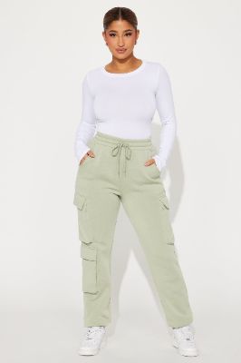 Hazel Cargo Lounge Jogger - Sage sold by Fashion Nova