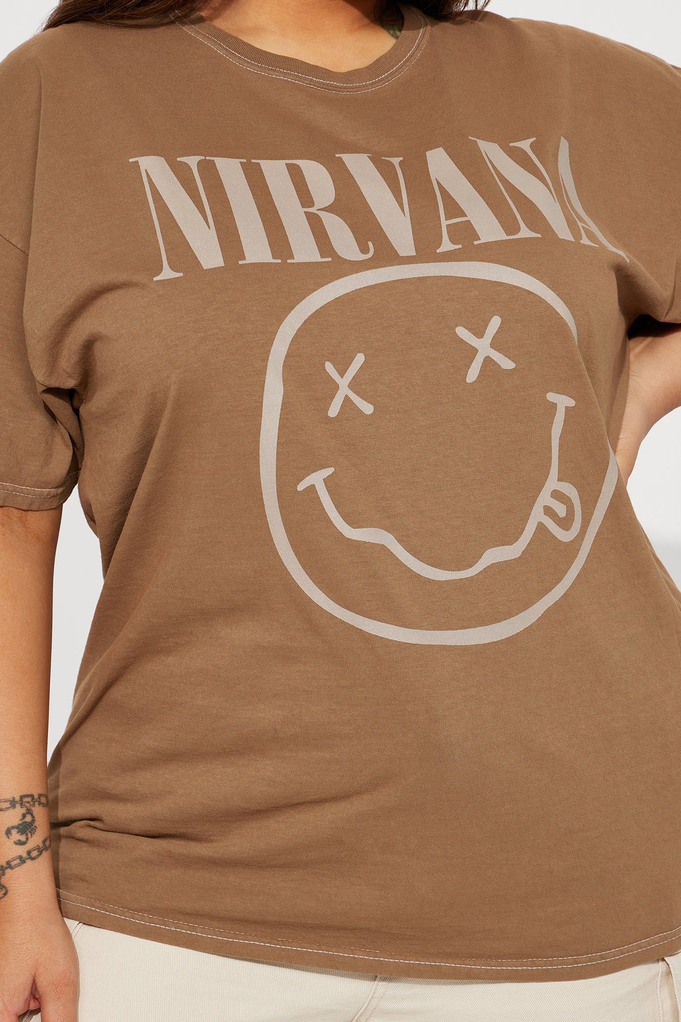 Nirvana Face Logo Graphic Tee - Mocha sold by Fashion Nova product image thumbnail 6