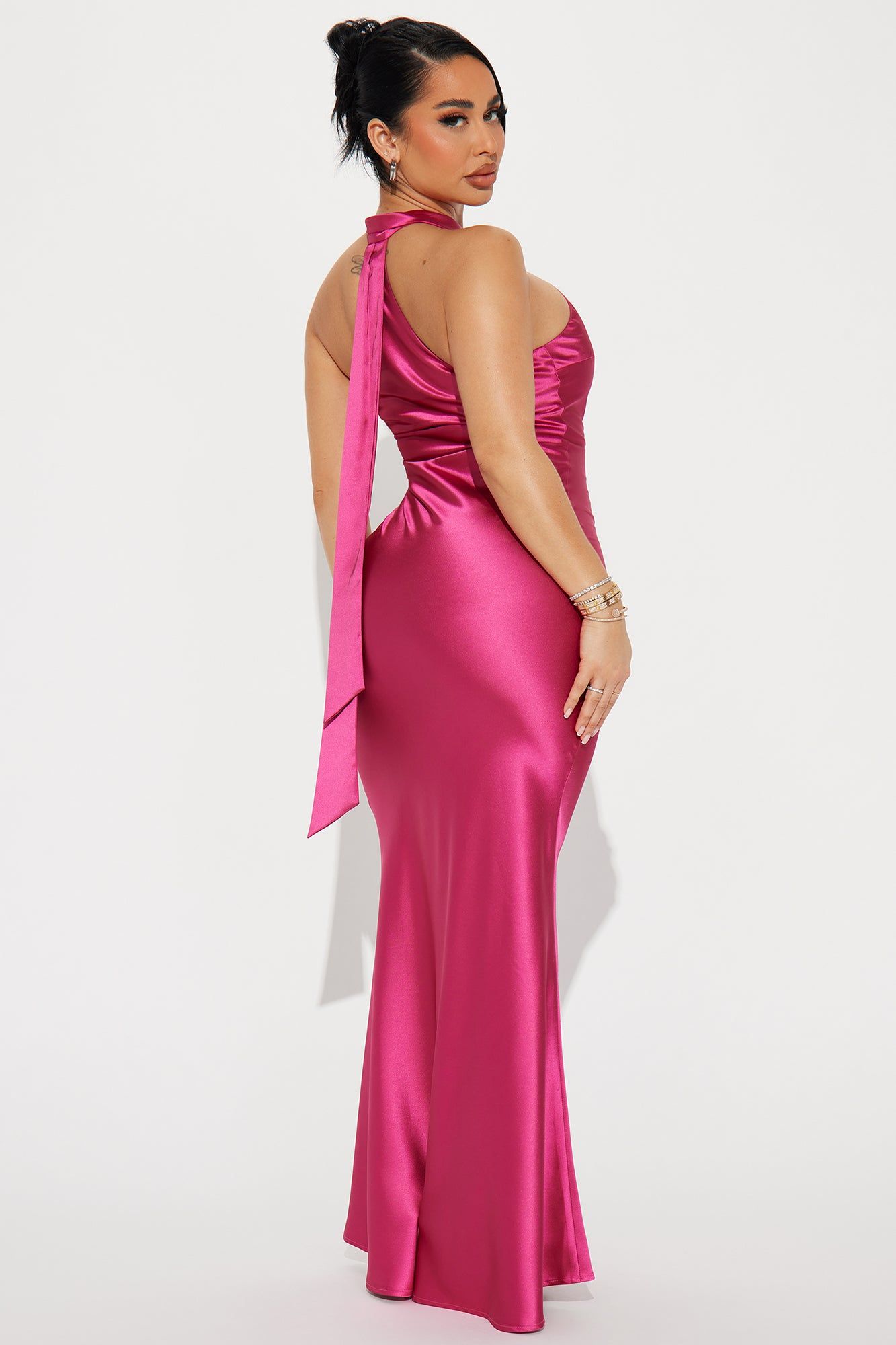 Naomi Satin Gown - Magenta sold by Fashion Nova product image thumbnail 3