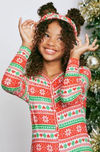 Mini Ho Ho Ho Babe Tight Fit Jumpsuit Onesie - Red/combo sold by Fashion Nova