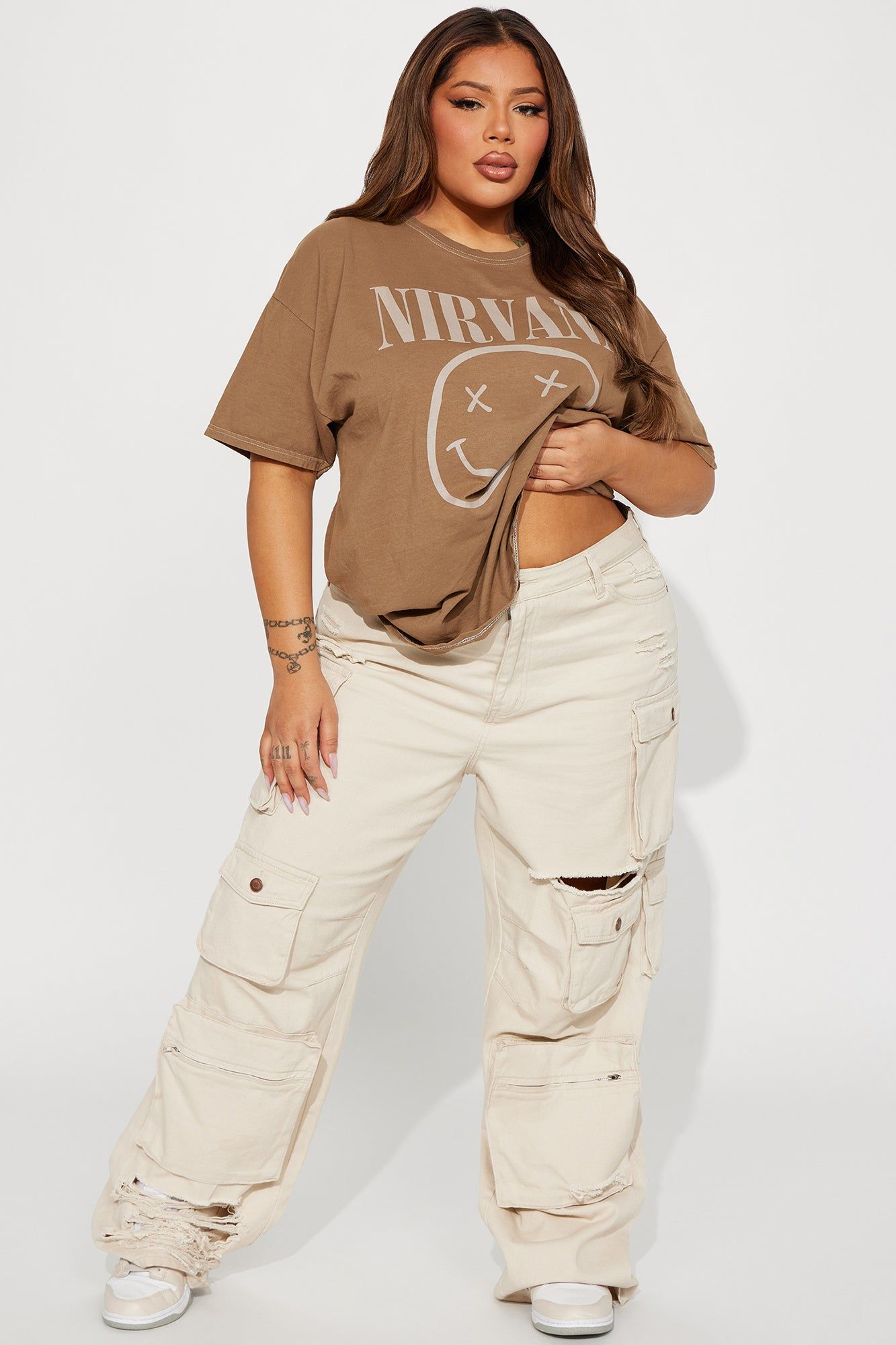Nirvana Face Logo Graphic Tee - Mocha sold by Fashion Nova product image thumbnail 5
