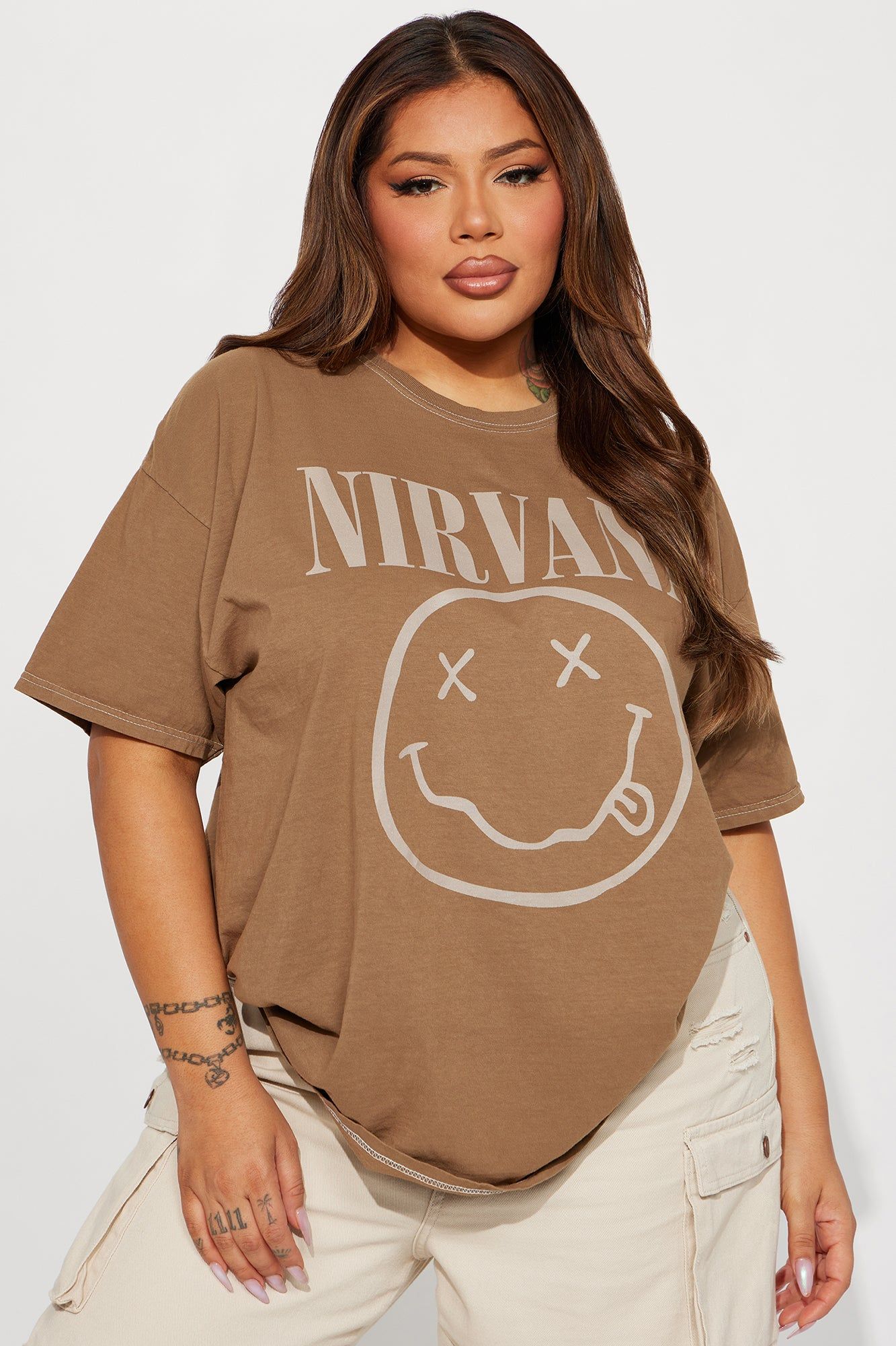 Nirvana Face Logo Graphic Tee - Mocha sold by Fashion Nova product image thumbnail 4