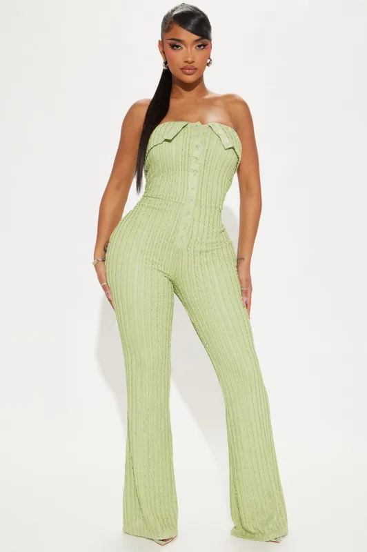 Lover Of Brunch Jumpsuit  - Sage sold by Fashion Nova