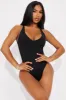 Delvina Snatched Sculpting V Neck 1 Piece Swimsuit - Black sold by Fashion Nova