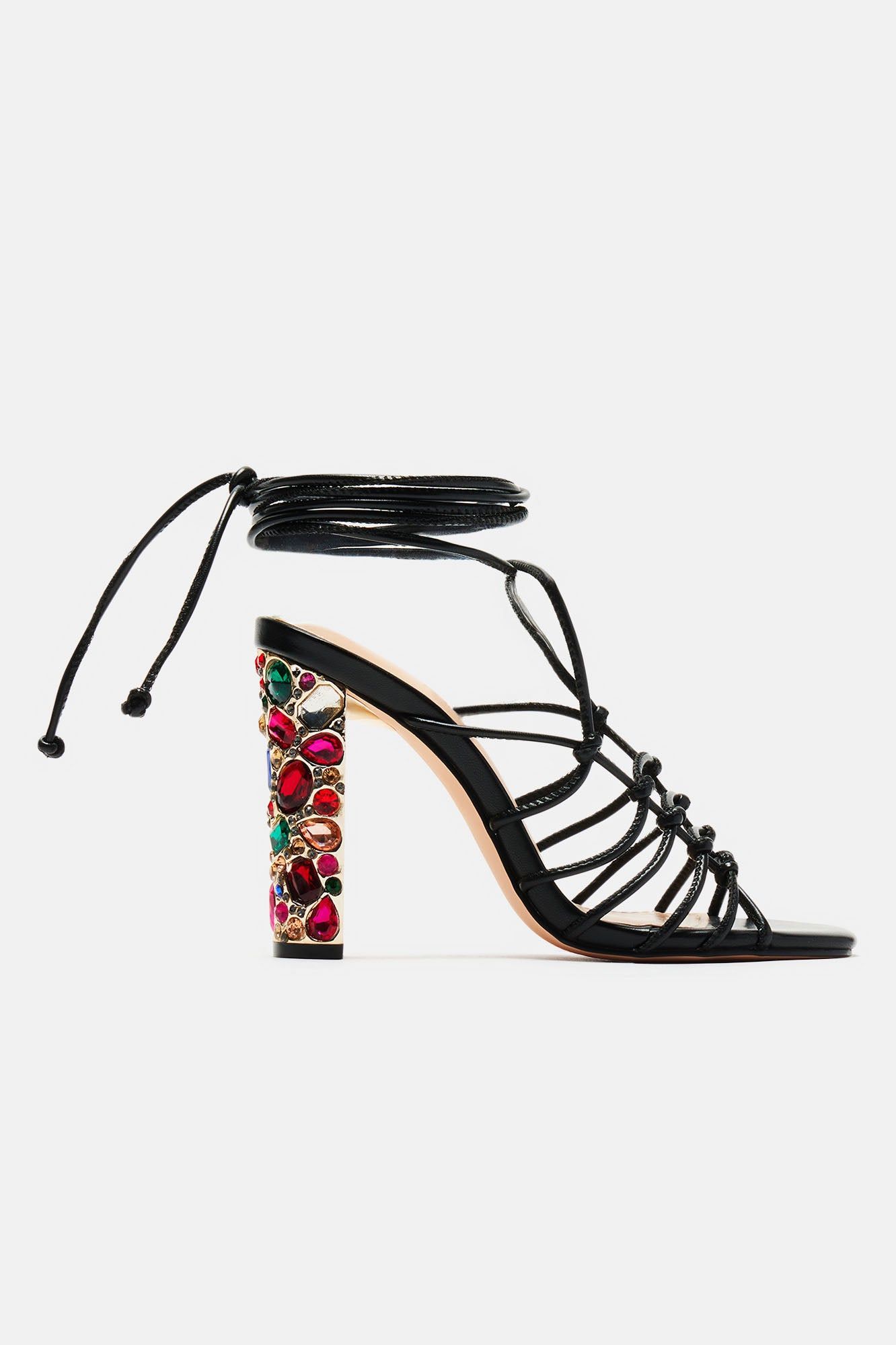 Find Out Wrap Up Heeled Sandals - Black sold by Fashion Nova product image thumbnail 4