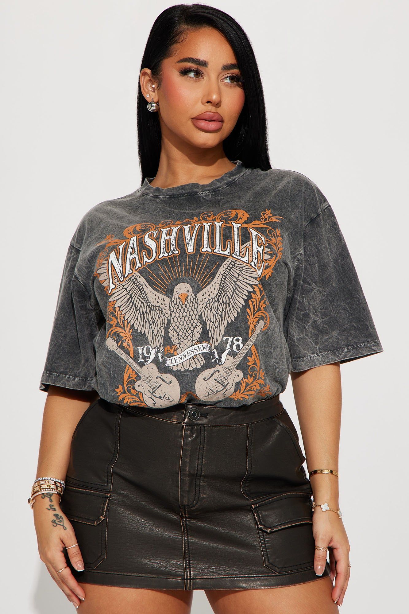 Nashville Country Washed Tee - Charcoal sold by Fashion Nova