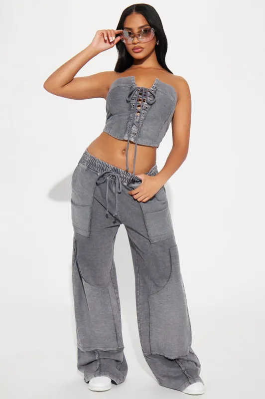 Hot Girl Fleece Pant Set - Grey sold by Fashion Nova