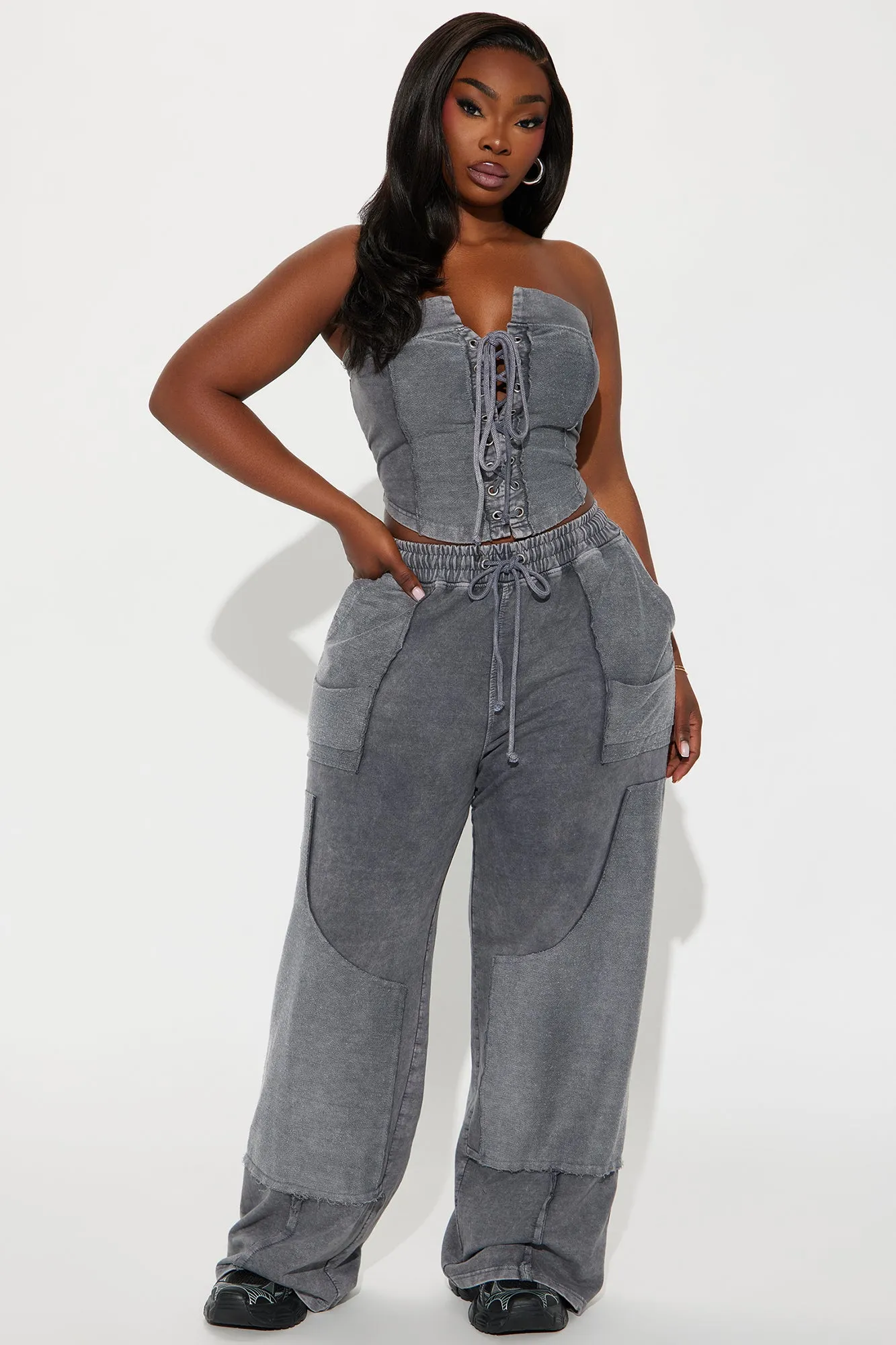 Hot Girl Fleece Pant Set - Grey sold by Fashion Nova product image thumbnail 4