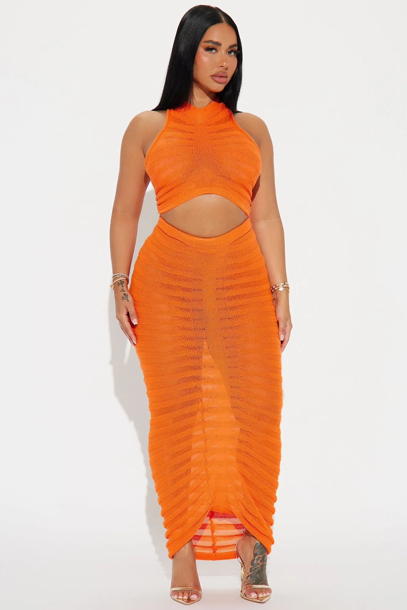 Key West Sheer Maxi Skirt Set - Orange sold by Fashion Nova